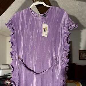 SHEIN Lavender Ruffle Sleeve Maxi Dress